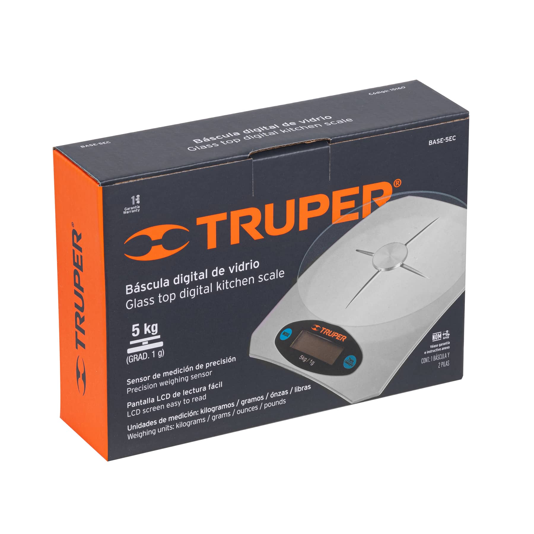 BASCULA DE VIDRIO TRUPER 5KG