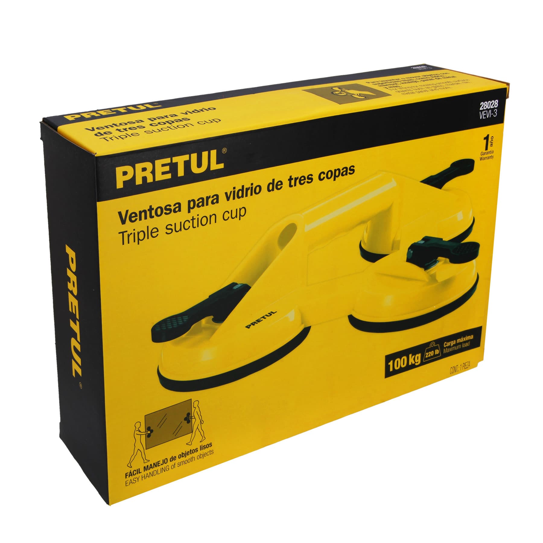 VENTOSA PARA VIDRIO 3 COPAS PRETUL