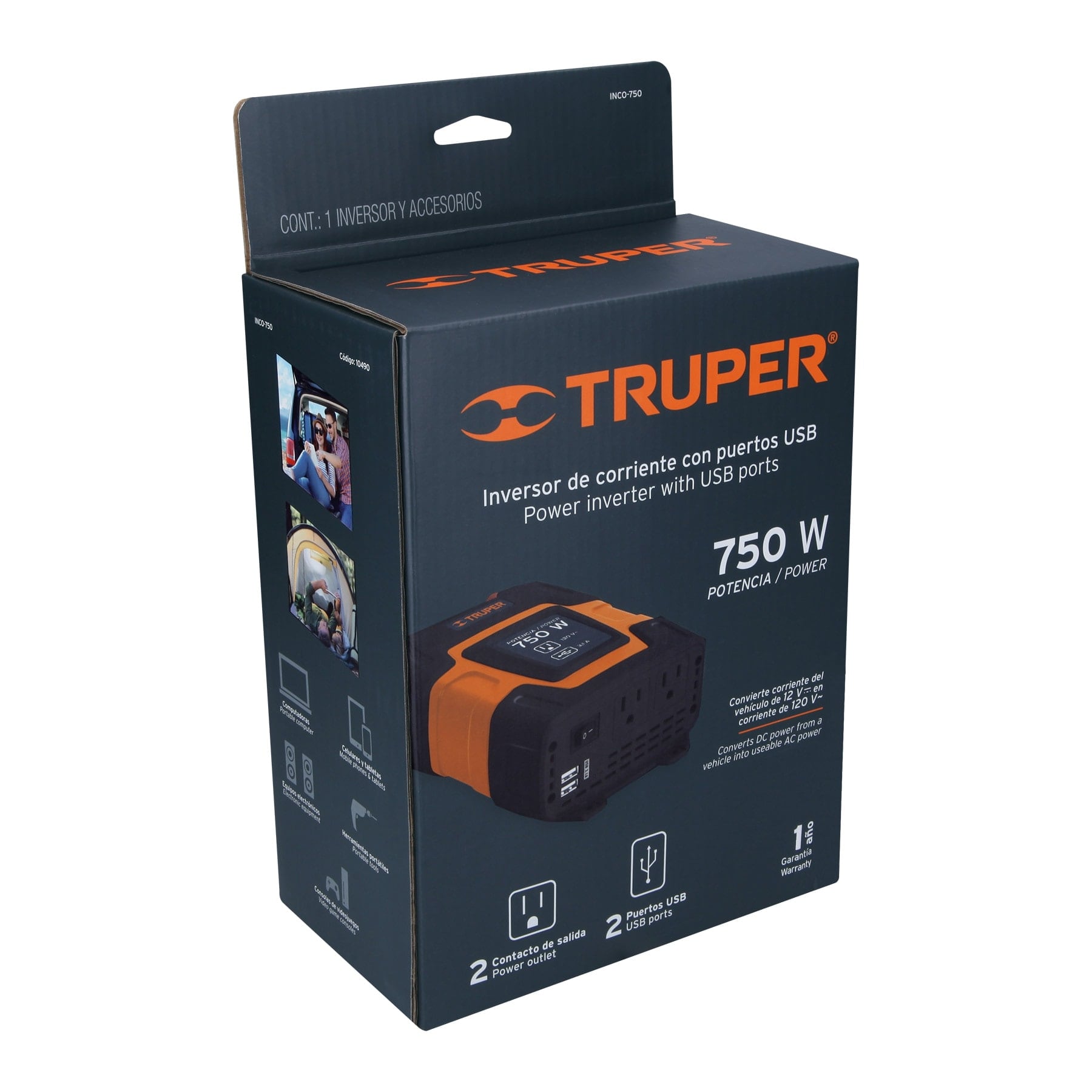 INVERSOR DE CORRIENTE 12V-120V 750W TRUPER