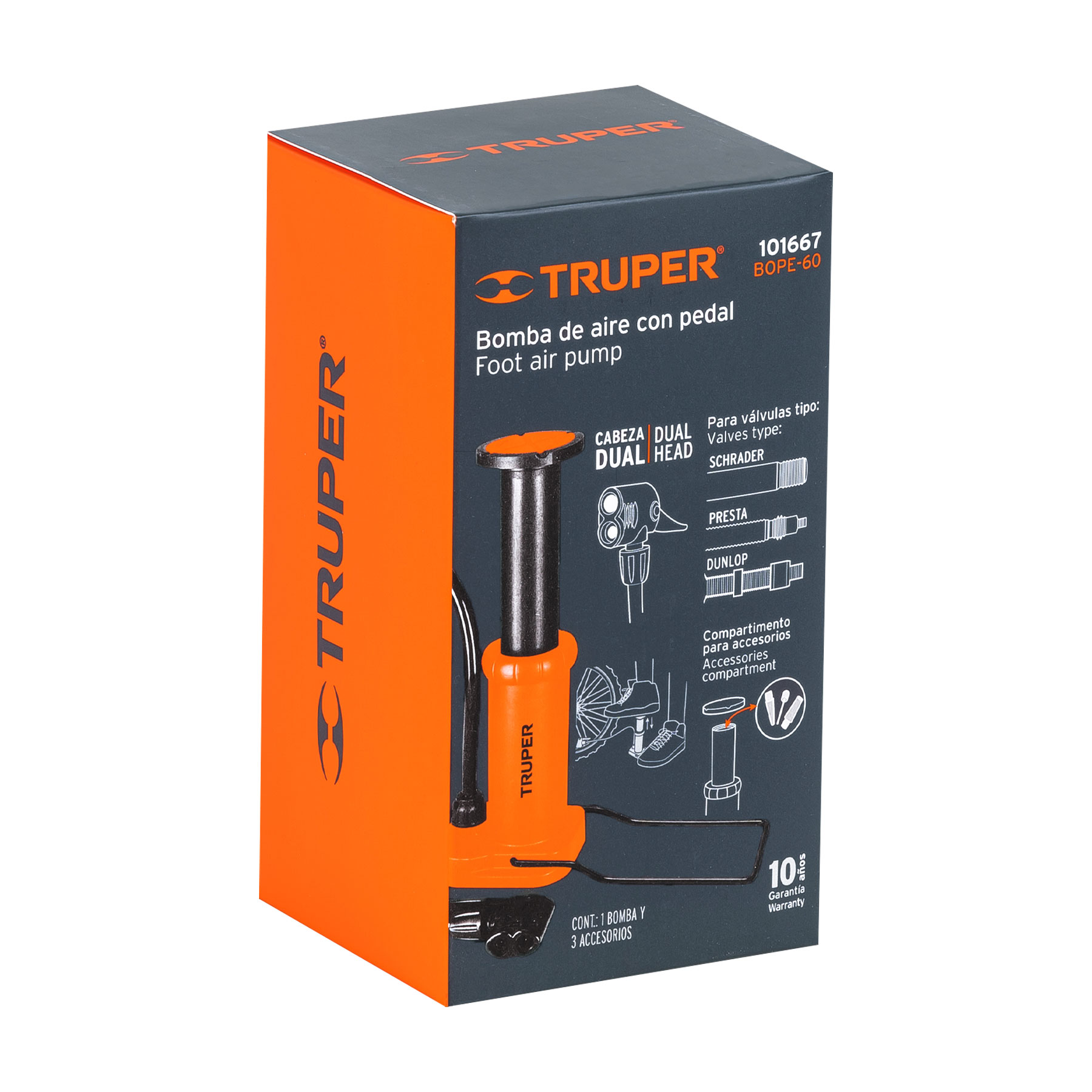 BOMBA DE AIRE PEDAL 60PSI TRUPER