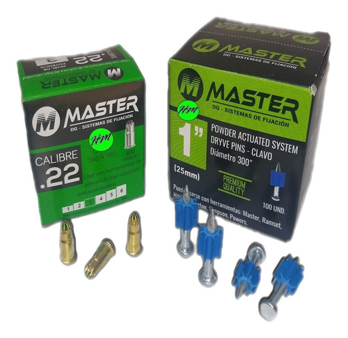 CLAVO 1" Y CARGA VERDE PARA PISTOLA FIJACION