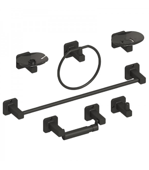 JUEGO ACCESORIOS BAÑO AQUABLUE TAYRONA 6PC NEGRO