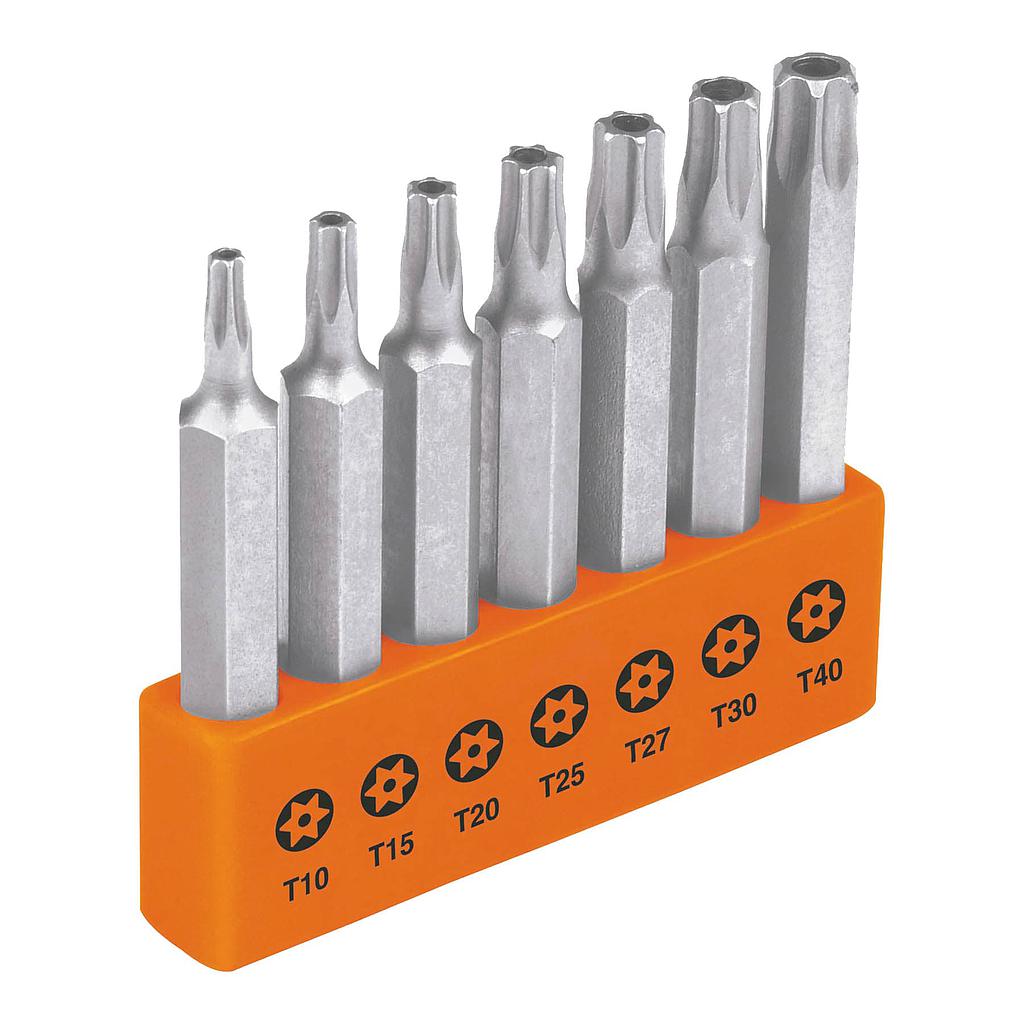 JUEGO DE 7 PUNTAS TORX CON SEGURO TRUPER
