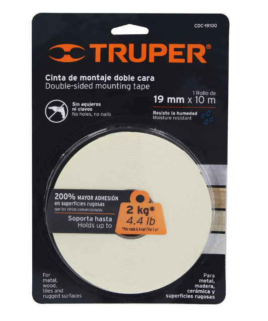 CINTA DOBLE FAZ 19MM X 10MT TRUPER