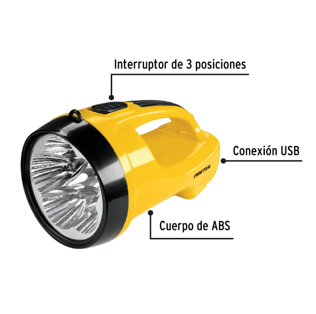 LINTERNA RECARGABLE LED 200 LUMENES PRETUL