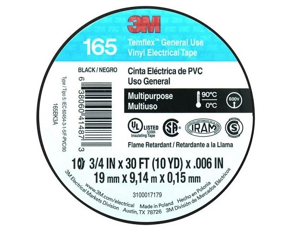 CINTA AISLANTE TEMFLEX NEGRO X9MTS 3M