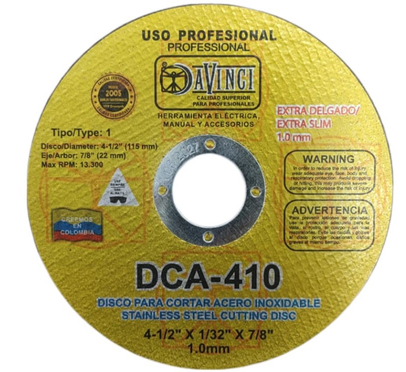 DISCO CORTE METAL 4 1/2" DAVINCI