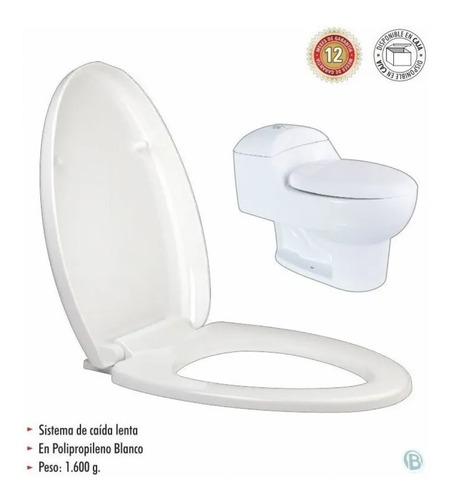 ASIENTO SANITARIO ALONGADO CIERRE LENTO BLANCO