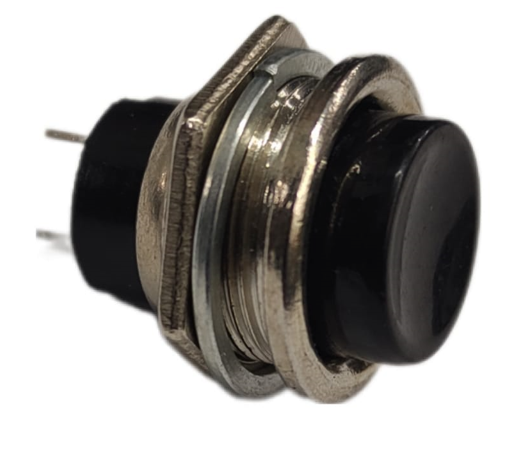 PULSADOR REDONDO METALICO 2 TERMINAL NEGRO