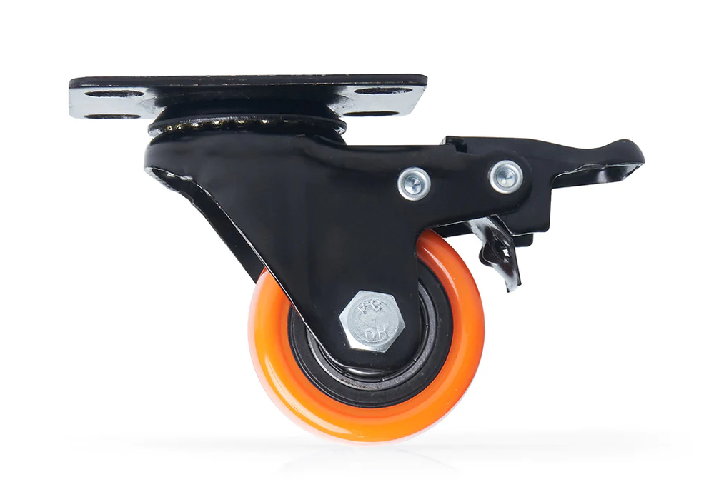 RODACHINA GIRATORIA NARANJA 2 1/2" CON FRENO