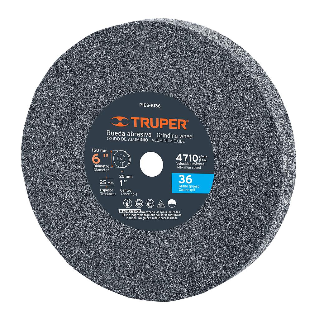 RUEDA ABRASIVA PIEDRA 6 TRUPER GRANO 36