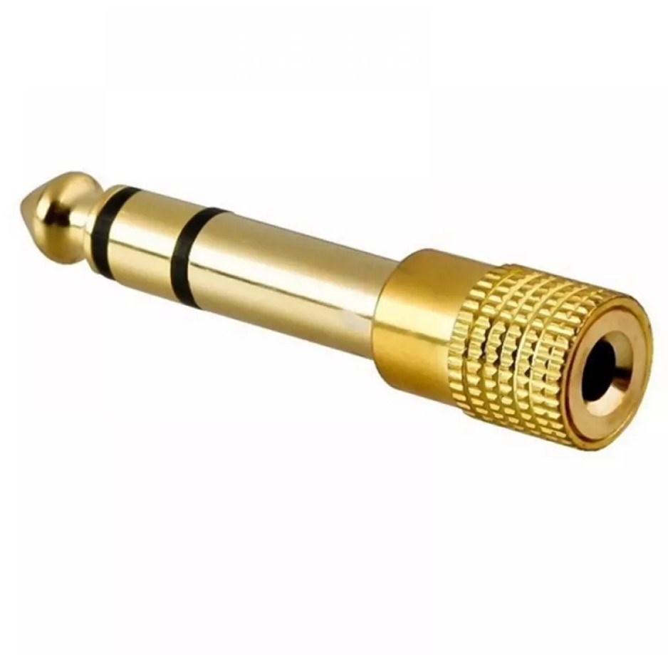 PLUG 3.5 HEMBRA A 1/4 ESTEREO MACHO DORADO