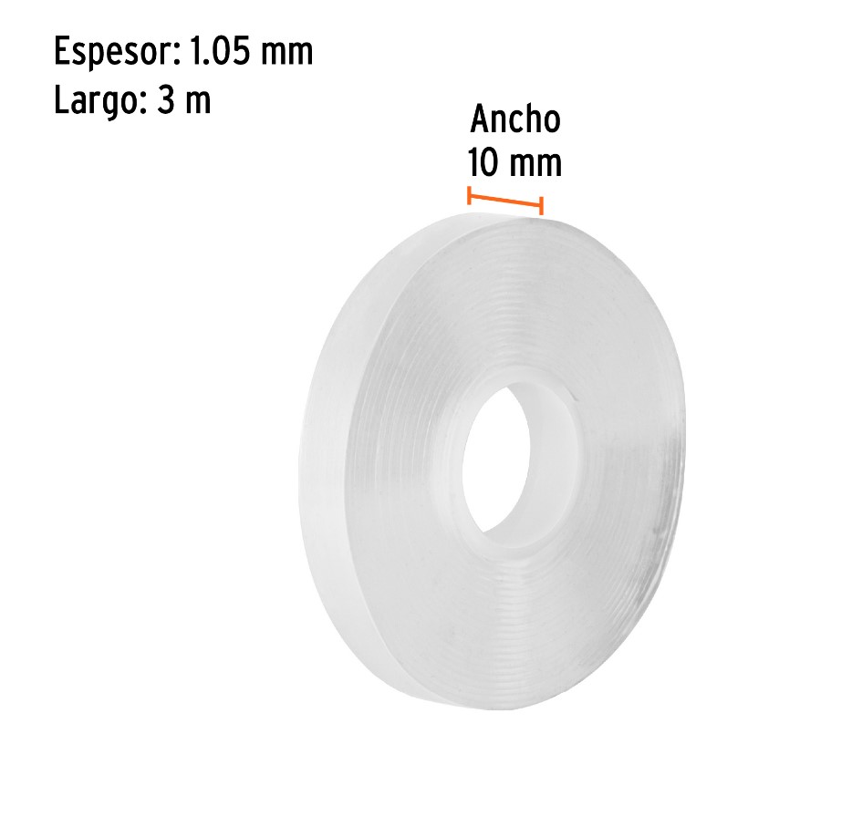 CINTA DOBLE FAZ REUTILIZABLE 3MT 10MM TRUPER