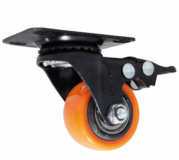 RODACHINA GIRATORIA NARANJA 1-1/2" CON FRENO
