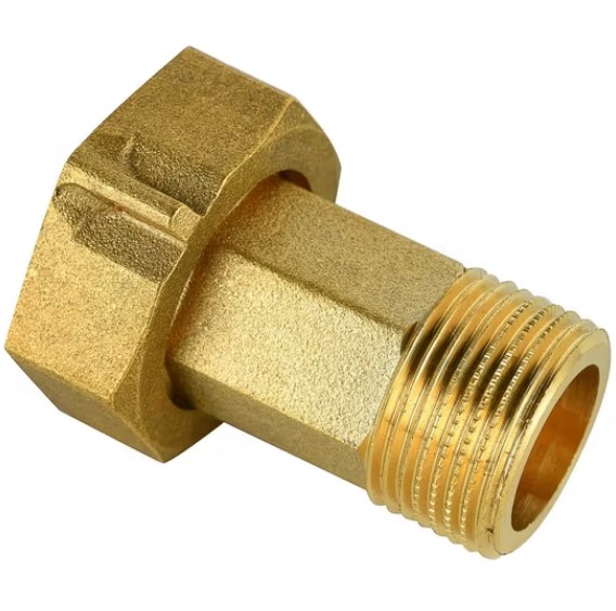 RACOR CONECTOR BRONCE PARA MEDIDOR AGUA UNIDAD 1x3/4"