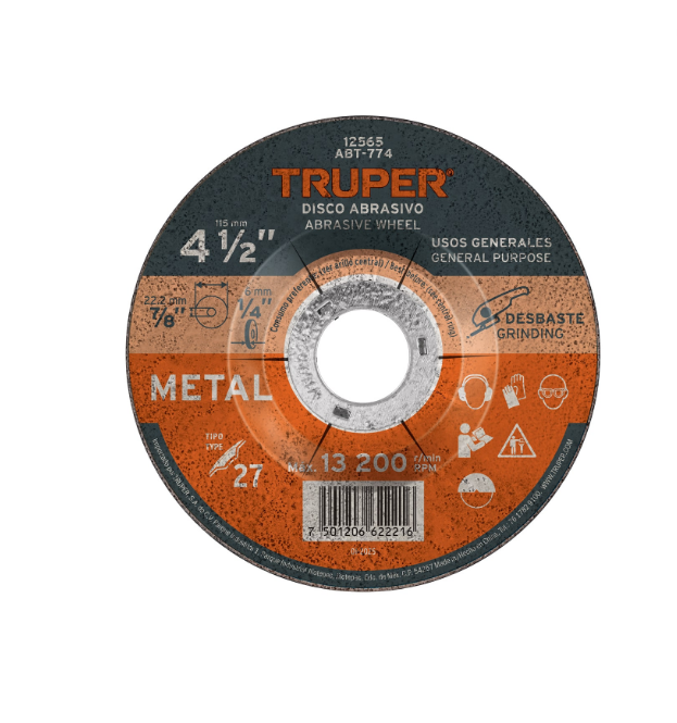 DISCO DESBASTE METAL 4 1/2" TRUPER