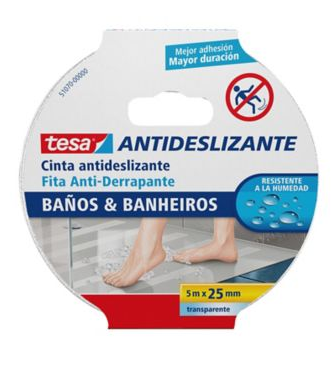 [1010] CINTA ANTIDESLIZANTE TESA BAÑOS TRANSPARENTE 5M X 25MM