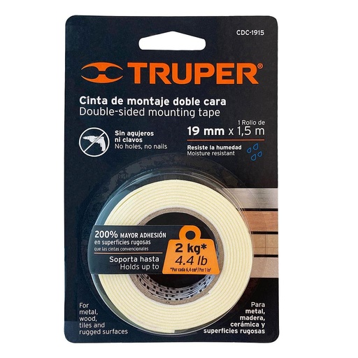 [11724 TR] CINTA DOBLE FAZ 19MM X 1.5MT TRUPER