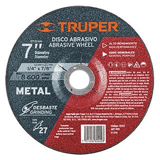 [12567 TR] DISCO PULIR METAL DESBASTE 7 TRUPER