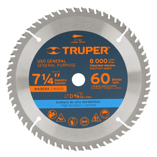 [18324 TR] DISCO SIERRA 7 1/4" 60 DIENTES 5/8 TRUPER