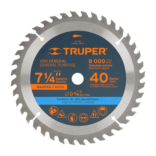 [18301 TR] DISCO SIERRA MADERA 7-1/4 40T TRUPER