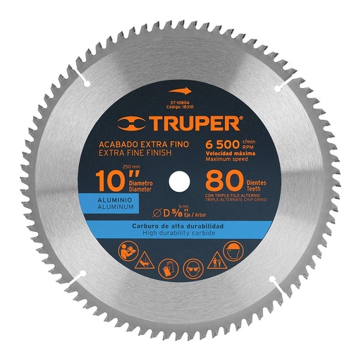 [18310 TR] DISCO SIERRA PARA ALUMINIO 10" 80 DIENTES