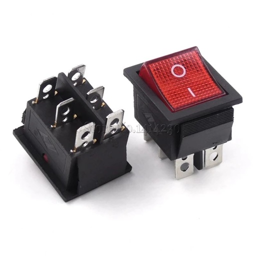 [INT6] INTERRUPTOR LUZ PILOTO 6 TERMINAL GRANDE CUADRADO