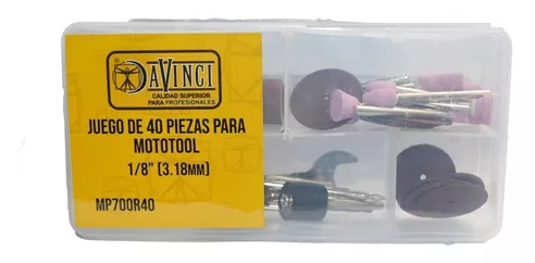 [MP700R40] JUEGO 40 PIEZAS MOTOTOOL 1/8'' DAVINCI