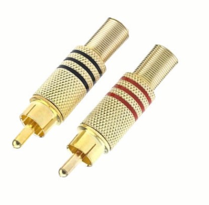 [PRM] PLUG RCA MACHO METALICO DORADO