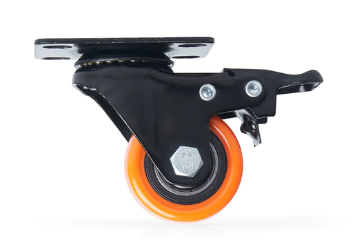 [1010 UNIFER] RODACHINA GIRATORIA NARANJA 2" CON FRENO