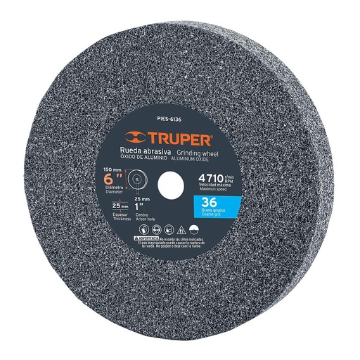 [16381 TR] RUEDA ABRASIVA PIEDRA 6 TRUPER GRANO 36