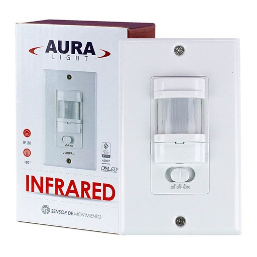 [ASR07] SENSOR MOVIMIENTO 180° AURA PARED 2 CABLES