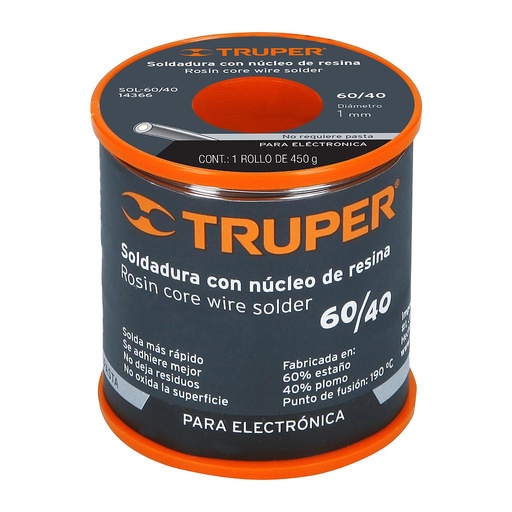 [14366 TR] SOLDADURA ESTAÑO TRUPER 1MM 450G