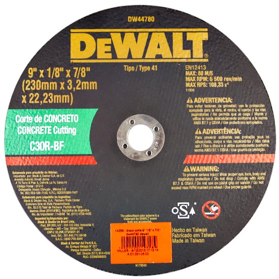 DISCO PARA CONCRETO 9'' DEWALT