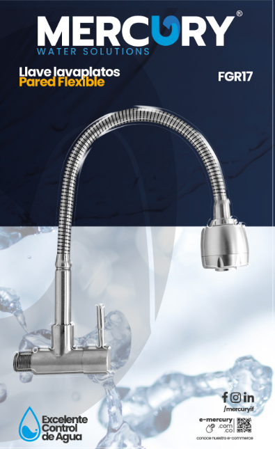 LLAVE LAVAPLATOS PARED FLEXIBLE MERCURY Dakota