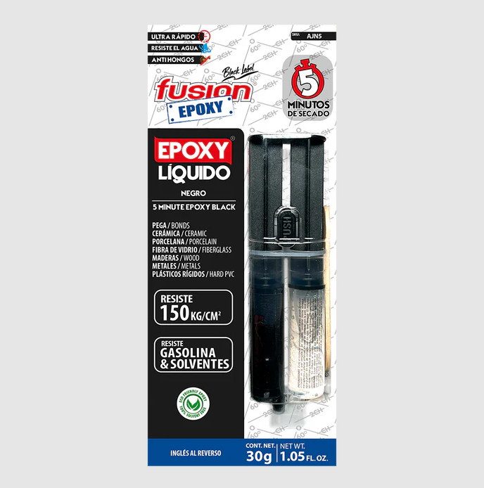 EPOXY LIQUIDO JERINGA 5 MINUTOS NEGRO