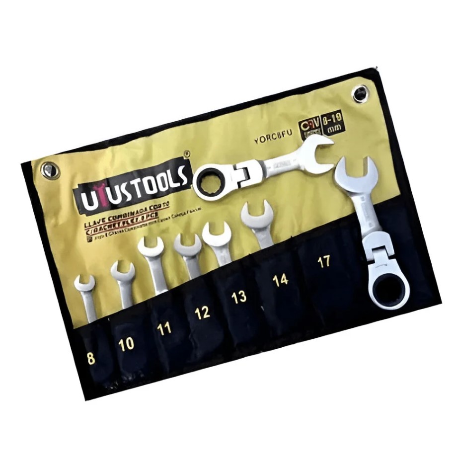 LLAVE COMBINADA CORTO RACHET FLEX 8PZ UYUSTOOLS